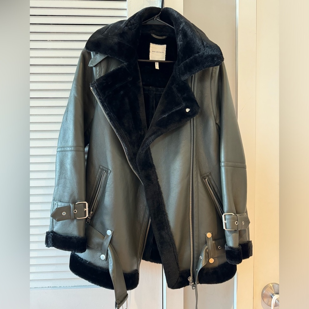 Avec Les Filles Leather biker jacket